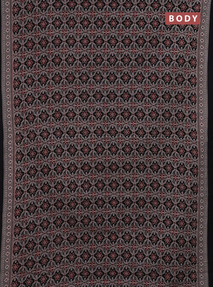 Jaipur cotton saree black and grey shade with allover prints and printed border