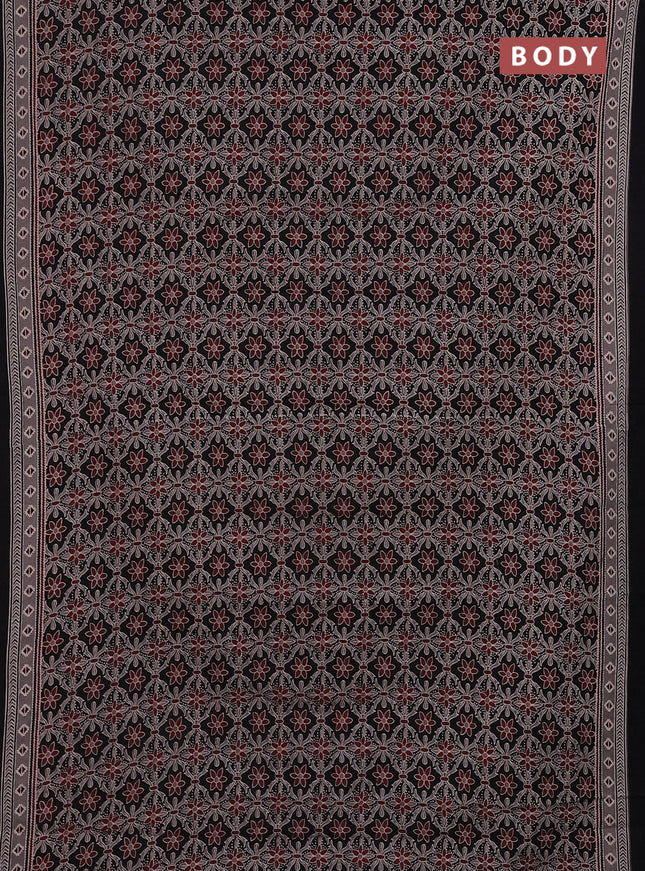 Jaipur cotton saree black and grey shade with allover prints and printed border