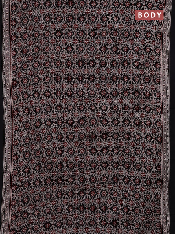 Jaipur cotton saree black and grey shade with allover prints and printed border