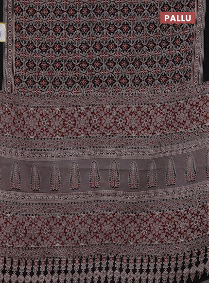 Jaipur cotton saree black and grey shade with allover prints and printed border