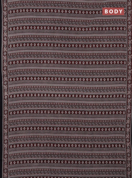 Jaipur cotton saree maroon grey shade and black with allover prints and printed border