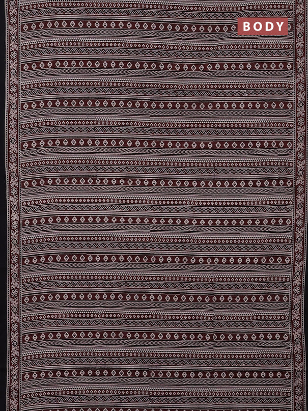 Jaipur cotton saree maroon grey shade and black with allover prints and printed border