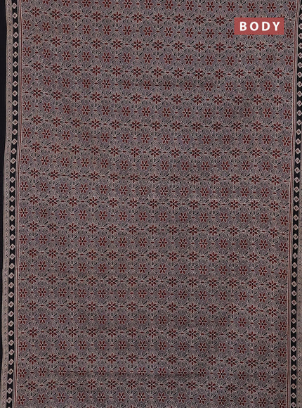 Jaipur cotton saree grey and black with allover prints and printed border
