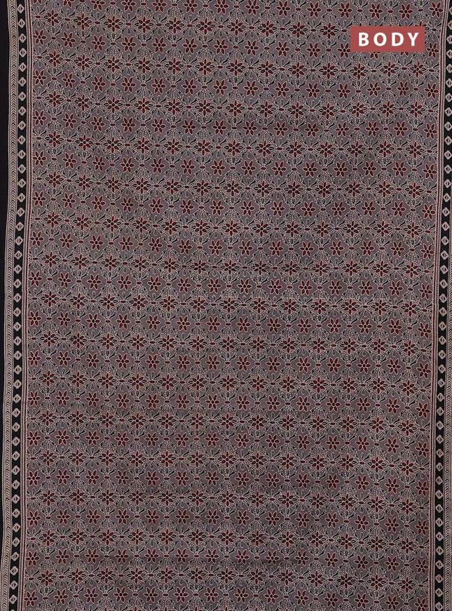 Jaipur cotton saree grey and black with allover prints and printed border