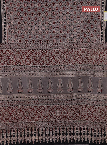 Jaipur cotton saree grey and black with allover prints and printed border