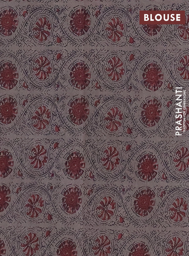 Jaipur cotton saree grey and black with allover prints and printed border