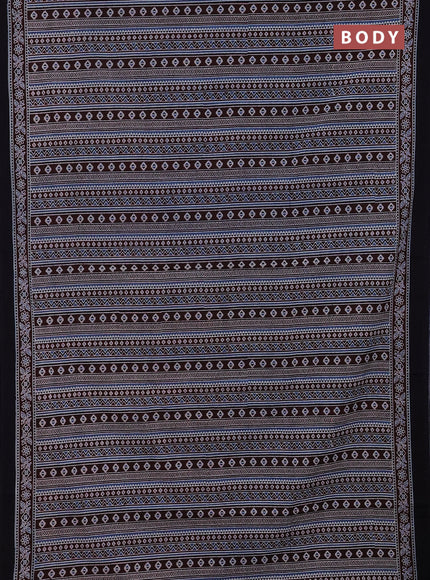 Jaipur cotton saree maroon blue and black with allover prints and printed border