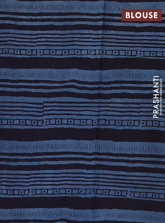 Jaipur cotton saree maroon blue and black with allover prints and printed border