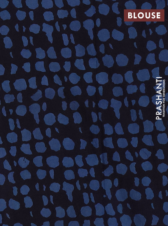 Jaipur cotton saree blue and black with allover kalamkari prints and printed border