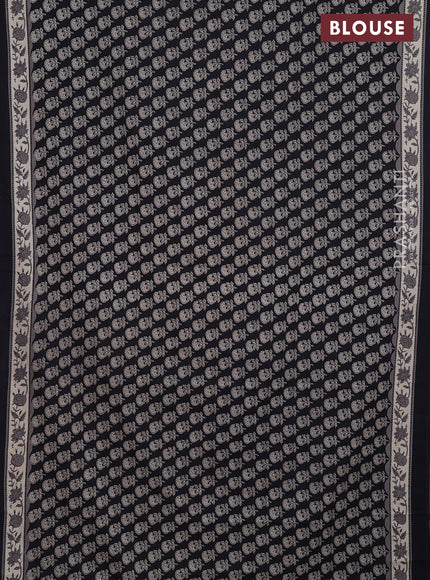 Jaipur cotton saree black and beige with allover floral butta prints and printed border