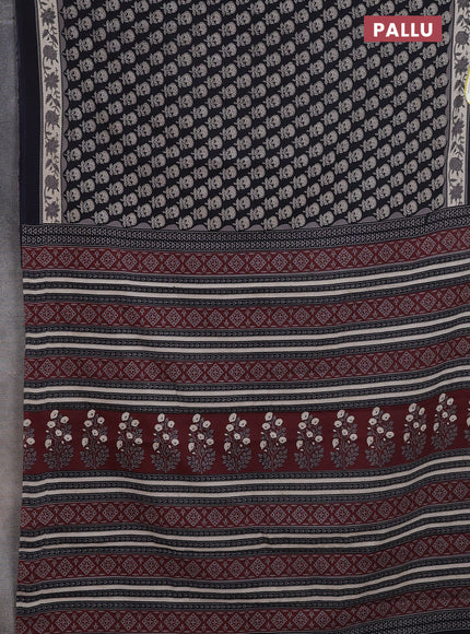 Jaipur cotton saree black and beige with allover floral butta prints and printed border