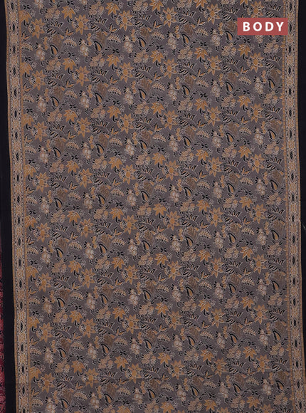Jaipur cotton saree grey shade and black with allover kalamkari prints and printed border