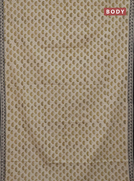 Jaipur cotton saree beige and black with allover butta prints and printed border