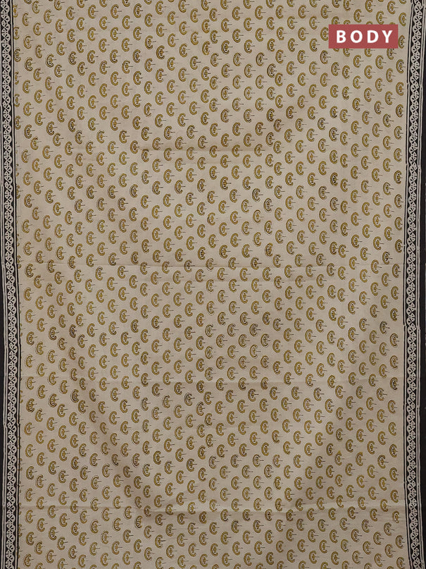 Jaipur cotton saree beige and black with allover butta prints and printed border