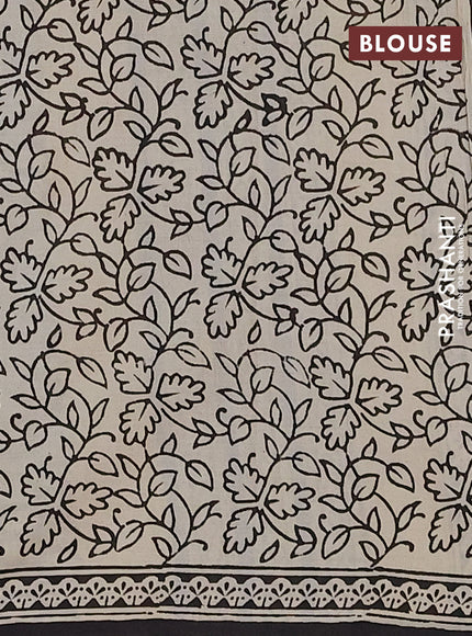 Jaipur cotton saree beige and black with allover butta prints and printed border