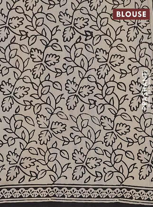 Jaipur cotton saree beige and black with allover butta prints and printed border
