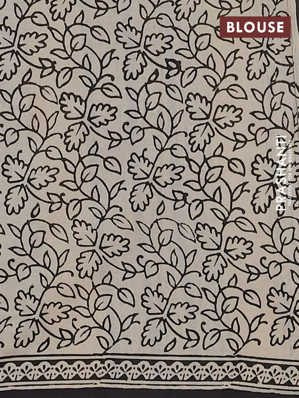 Jaipur cotton saree beige and black with allover butta prints and printed border