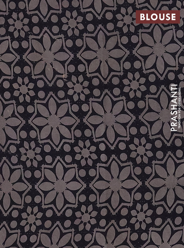 Jaipur cotton saree black and grey shade with allover kalamkari prints and printed border