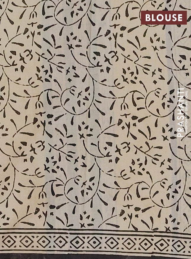 Jaipur cotton saree yellow and black with allover floral butta prints and printed border