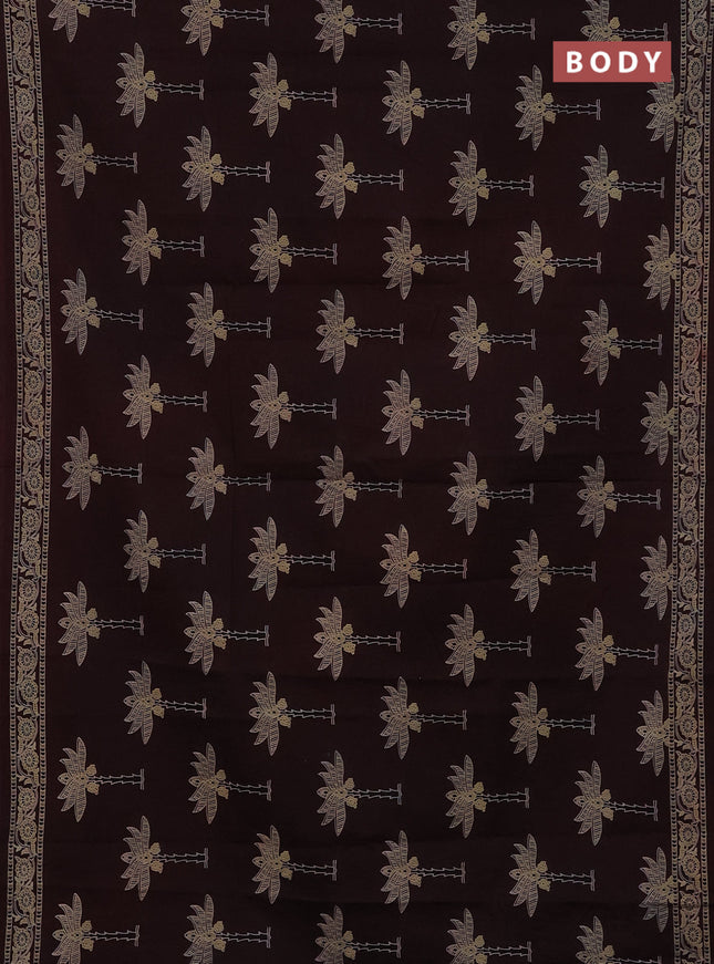 Jaipur cotton saree deep maroon with ajrakh butta prints and printed border