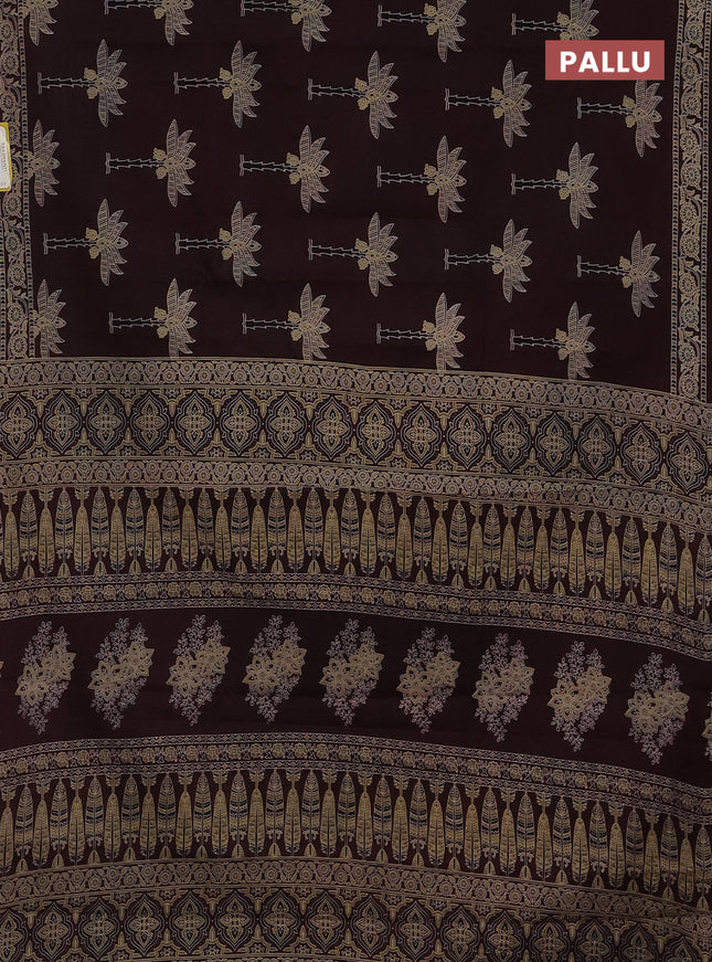 Jaipur cotton saree deep maroon with ajrakh butta prints and printed border