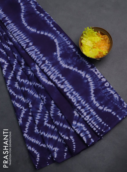 Jaipur cotton saree blue with allover shibori prints in borderless style
