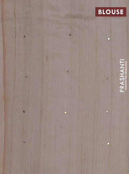 Pure tussar silk saree beige with sequin work and simple border