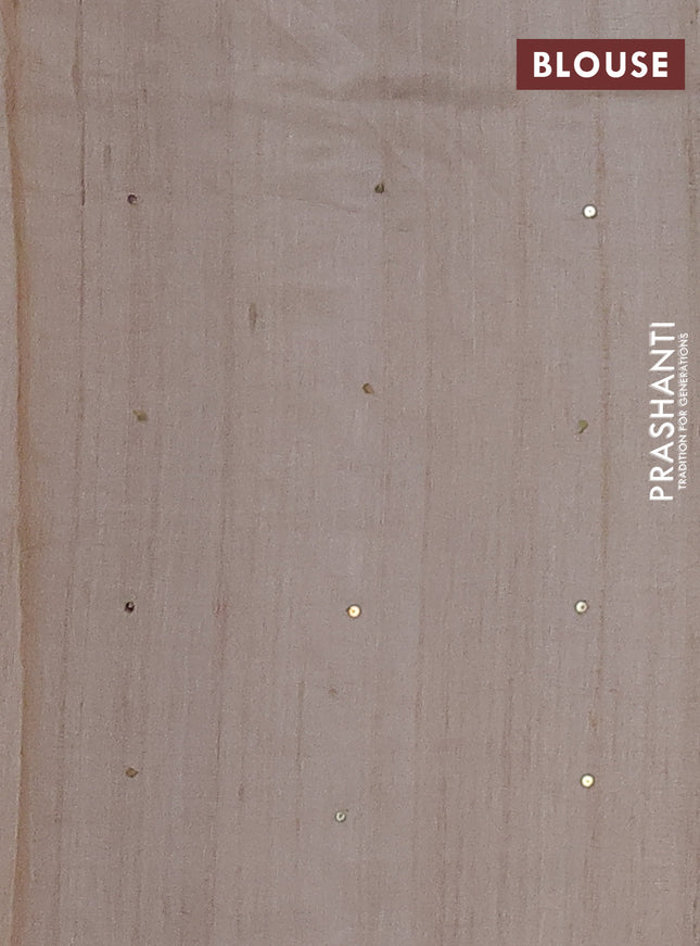 Pure tussar silk saree beige with sequin work and simple border