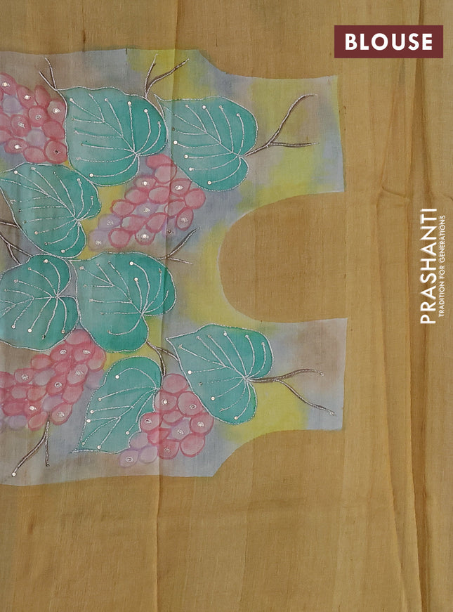 Pure tussar silk saree multi colour with stripes pattern & pita work and embroidery pallu