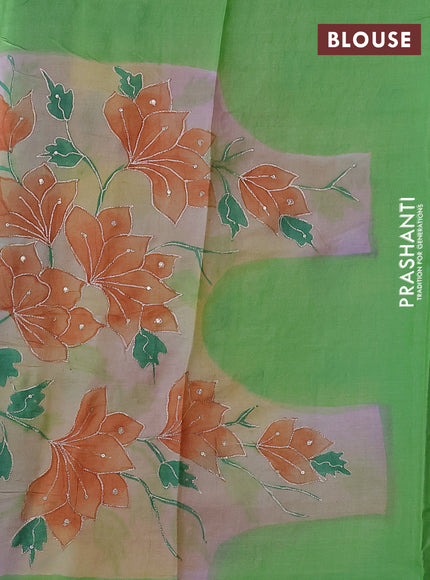 Pure tussar silk saree purple and beige with tie & dye prints & pita work and embroidery pallu