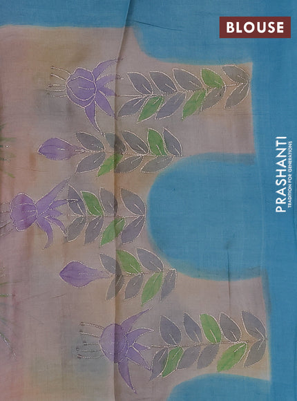 Pure tussar silk saree red and beige with tie & dye prints & pita work and embroidery pallu