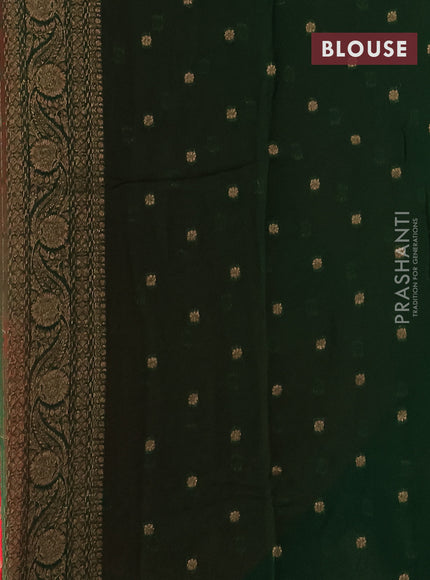 Banarasi semi georgette saree red and green with allover thread & zari woven buttas and woven border