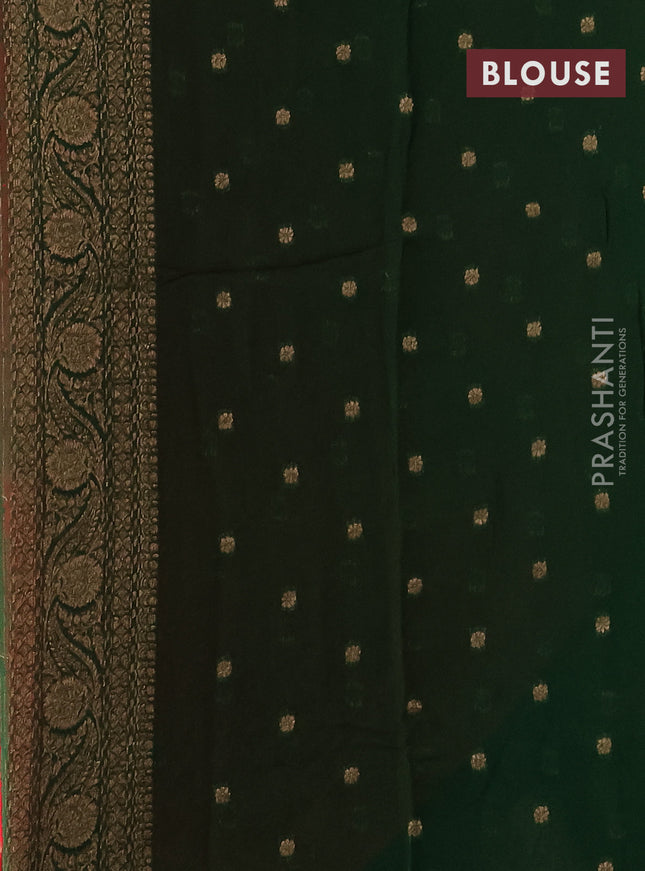 Banarasi semi georgette saree red and green with allover thread & zari woven buttas and woven border