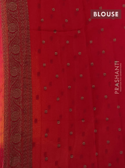 Banarasi semi georgette saree mustard yellow and pink with allover thread & zari woven buttas and woven border
