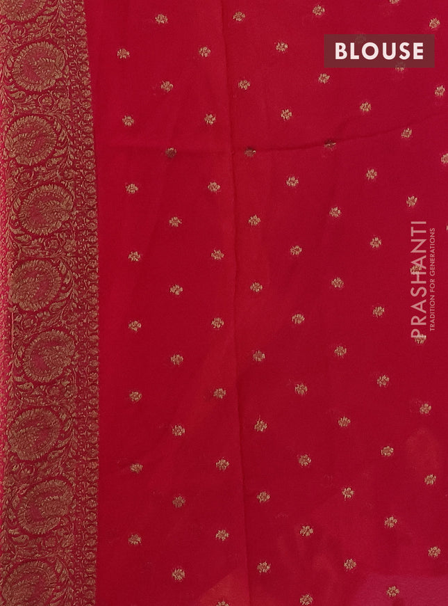 Banarasi semi georgette saree mustard yellow and pink with allover thread & zari woven buttas and woven border