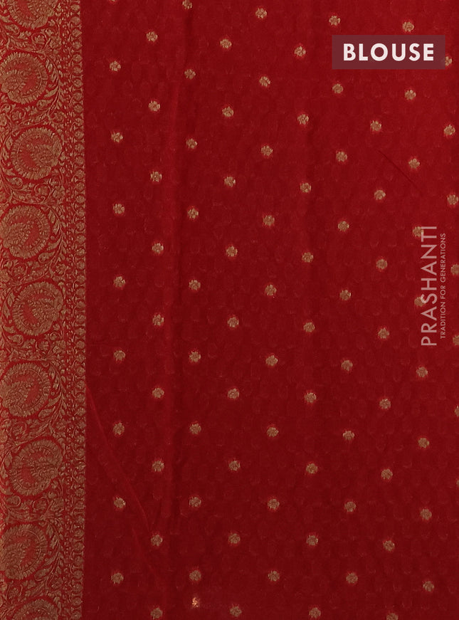 Banarasi semi georgette saree black and red with allover thread & zari woven buttas and woven border