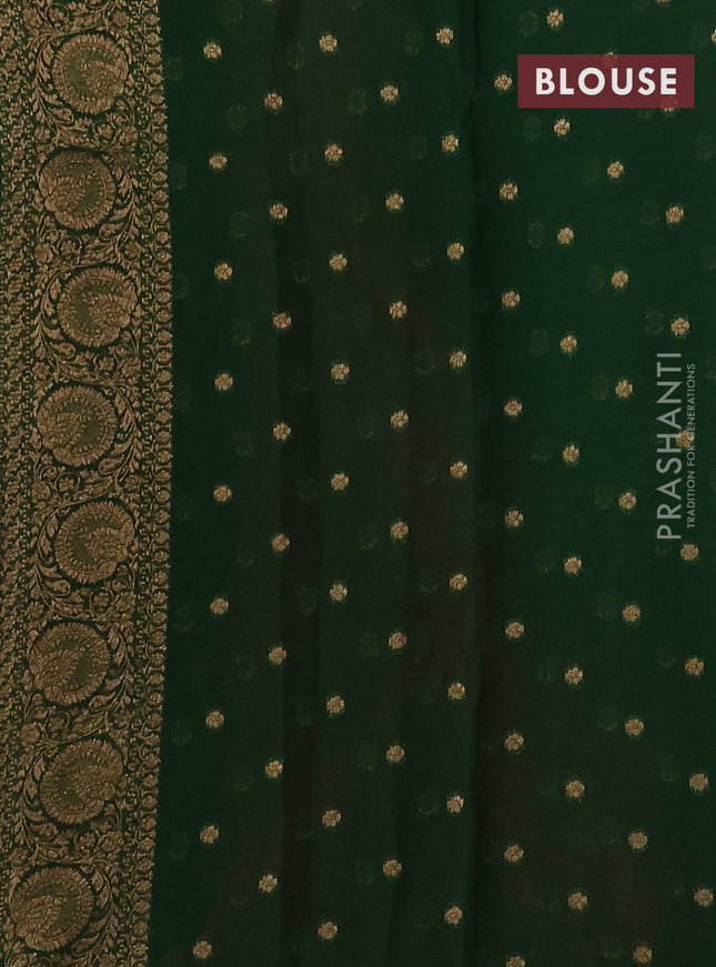 Banarasi semi georgette saree pink and green with allover thread & zari woven buttas and woven border