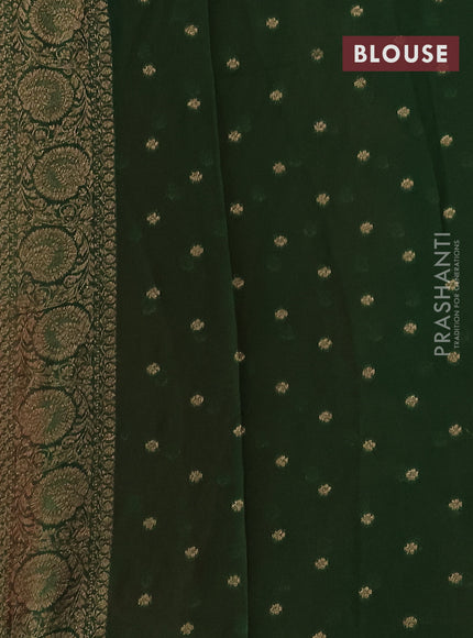 Banarasi semi georgette saree red and green with allover thread & zari woven buttas and woven border