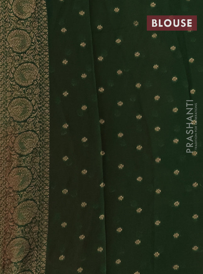 Banarasi semi georgette saree red and green with allover thread & zari woven buttas and woven border