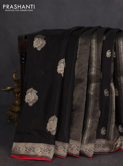 Banarasi silk saree black and pink with allover zari weaves and zari woven border