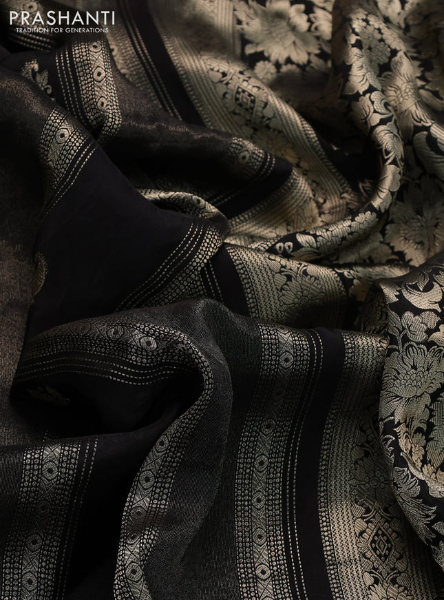Banarasi silk saree black and pink with allover zari weaves and zari woven border