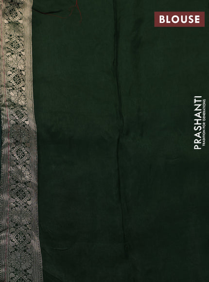 Banarasi silk saree red and green with allover zari weaves and zari woven border