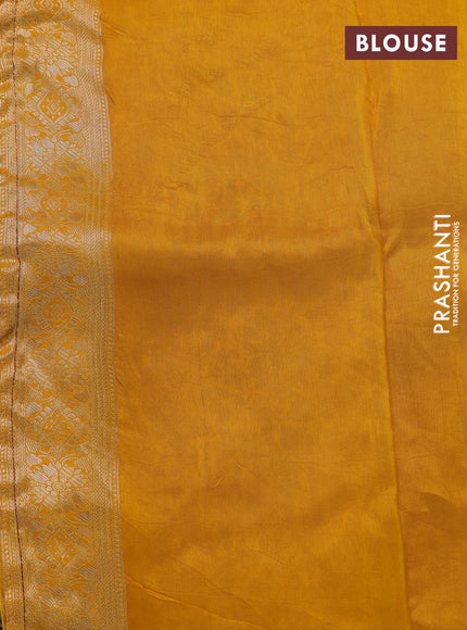 Banarasi silk saree purple and yellow with allover zari weaves and zari woven border