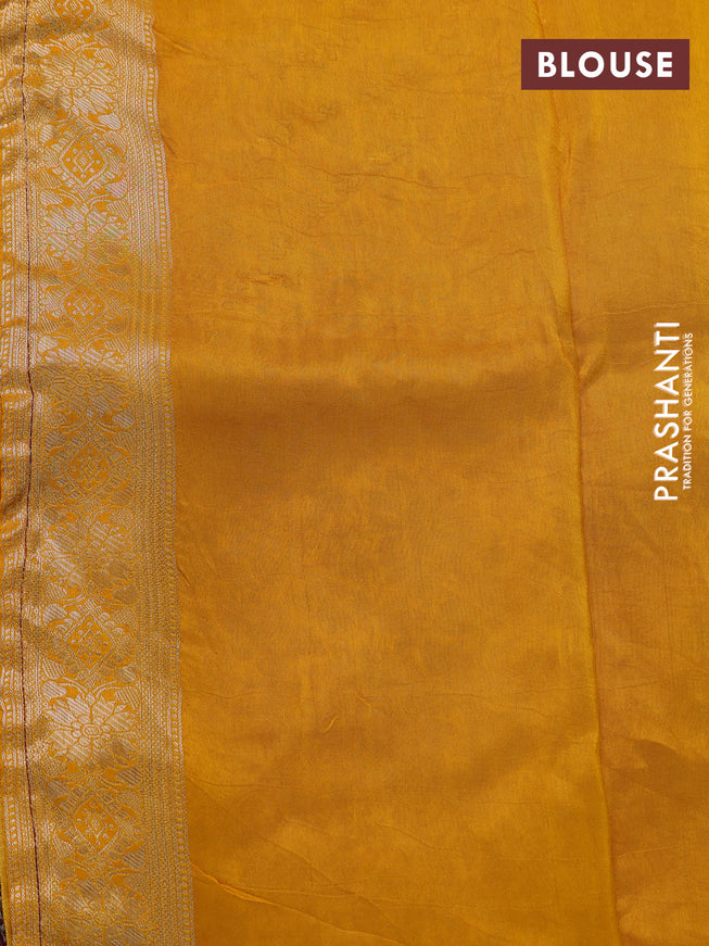 Banarasi silk saree purple and yellow with allover zari weaves and zari woven border