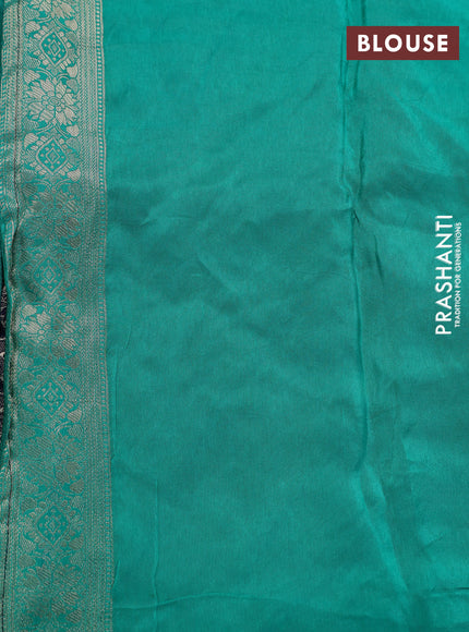 Banarasi silk saree dark blue and teal green with allover zari weaves and zari woven border