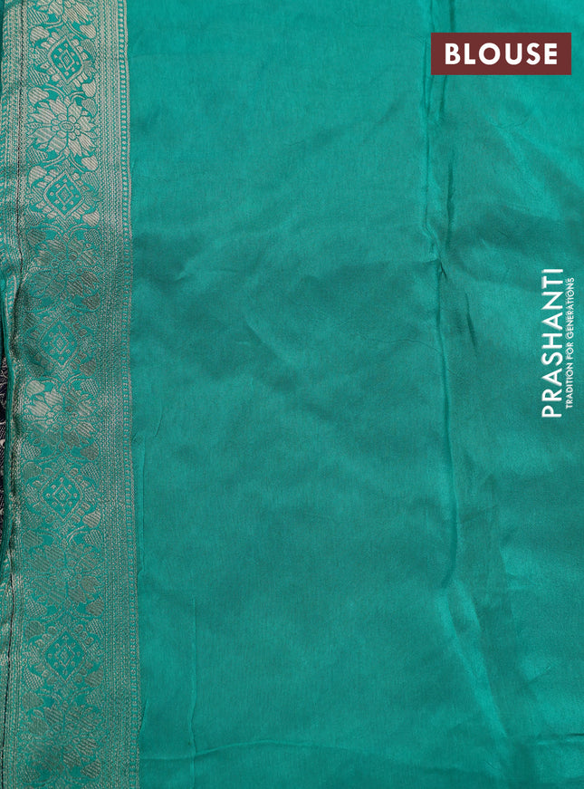 Banarasi silk saree dark blue and teal green with allover zari weaves and zari woven border