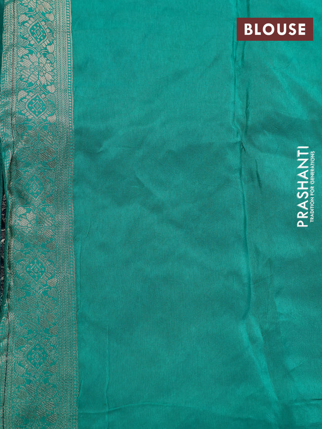 Banarasi silk saree dark blue and teal green with allover zari weaves and zari woven border