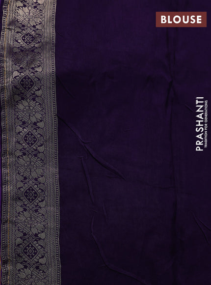 Banarasi silk saree mustard yellow and violet with allover zari weaves and zari woven border