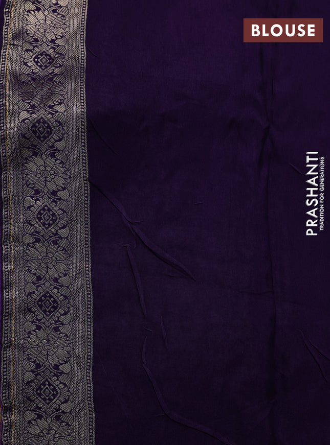 Banarasi silk saree mustard yellow and violet with allover zari weaves and zari woven border