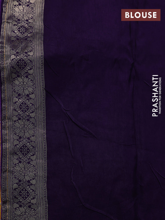 Banarasi silk saree mustard yellow and violet with allover zari weaves and zari woven border
